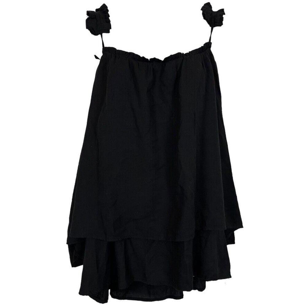 Hayden Womens Ruffle Sleeveless Black Tank Top Shirt Whimsigoth Fairy 3XL 3X
